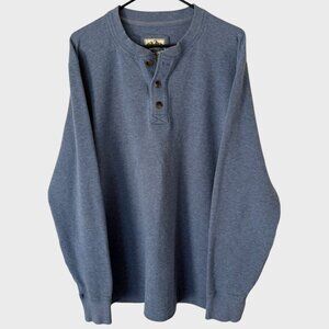 Eddie Bauer Waffle-Knit Henley Shirt Blue Men's Large Tall Long-Sleeve Thermal